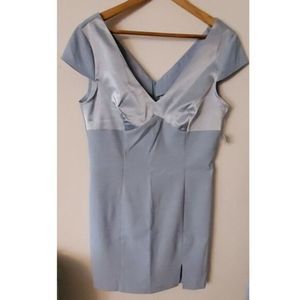 Ecru Studio Cap Sleeve V-Neck Babydoll Dress Y2K Blue 13/14